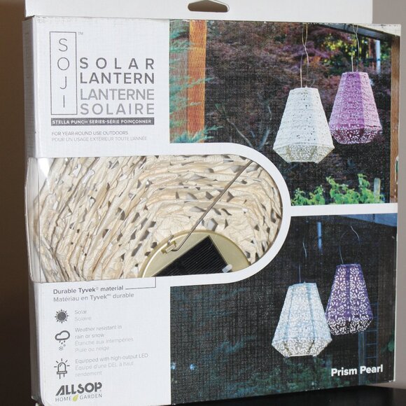 Allsop 32025 Led Outdoor Solar Lantern, 11x10, Soji Stella  Allsop 32025 Led Outdoor Solar Lantern, 11x10, Soji Stella Prism Pearl Light